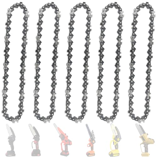5 Pieces 6 Inch Chainsaw Chain Replacement Chains for 6 Inch Cordless Electric Portable Mini Chainsaw Chains Fit for 6 Mini Chainsaws -37 Drive Links