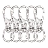 SHONAN 2.7 Inch Swivel Snap Hooks, 5 Pack Stainless Steel 316 Swivel Spring Snaps, Flag Pole Swivel Snap Clips, Marine Grade Swivel Hook Clips for Scuba Diving, Dog leashes, Keychains, Bird Feeders