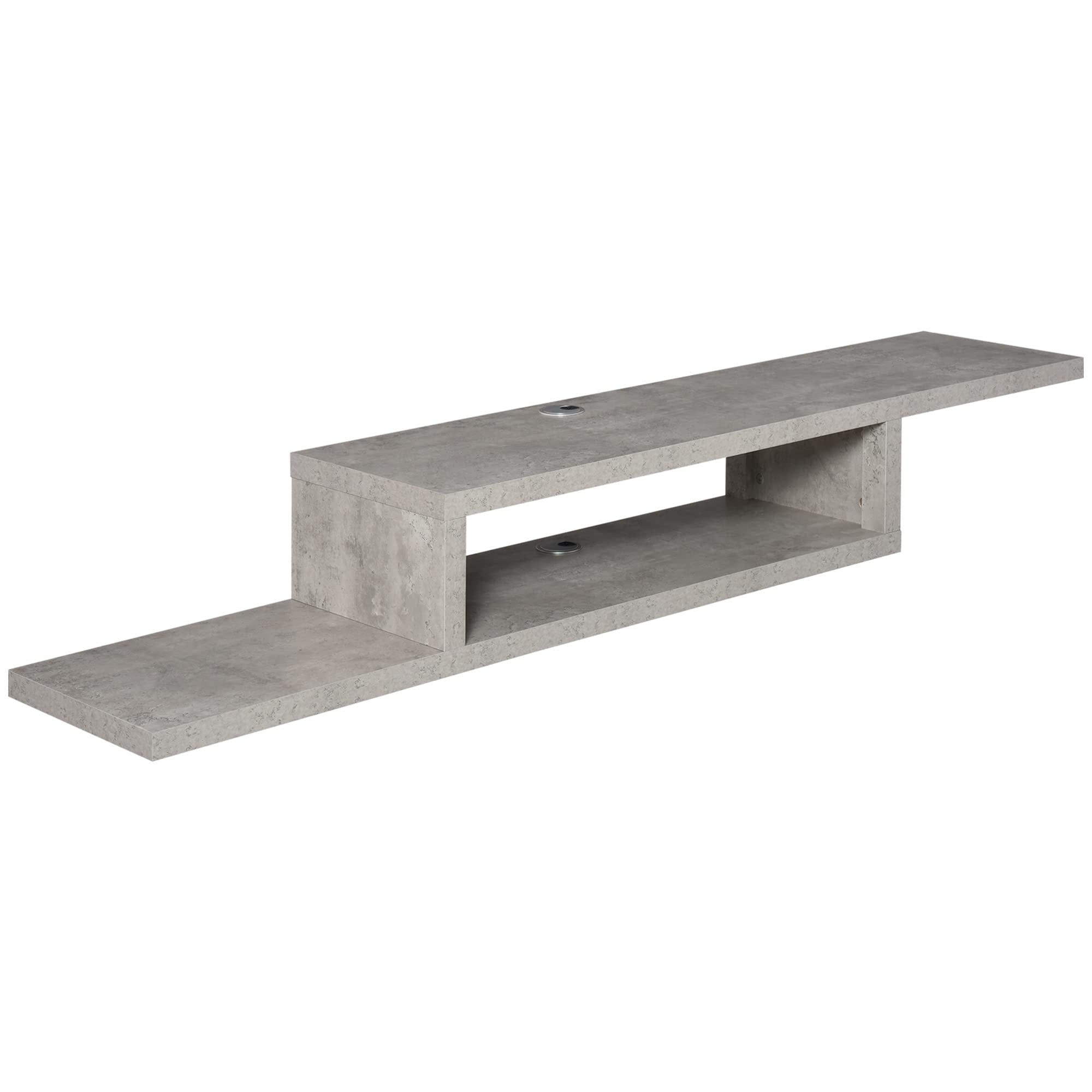 scaffetto tv moderno design grigio con 2 ripiani e fessurine电缆管理电视架现代设计灰色两层