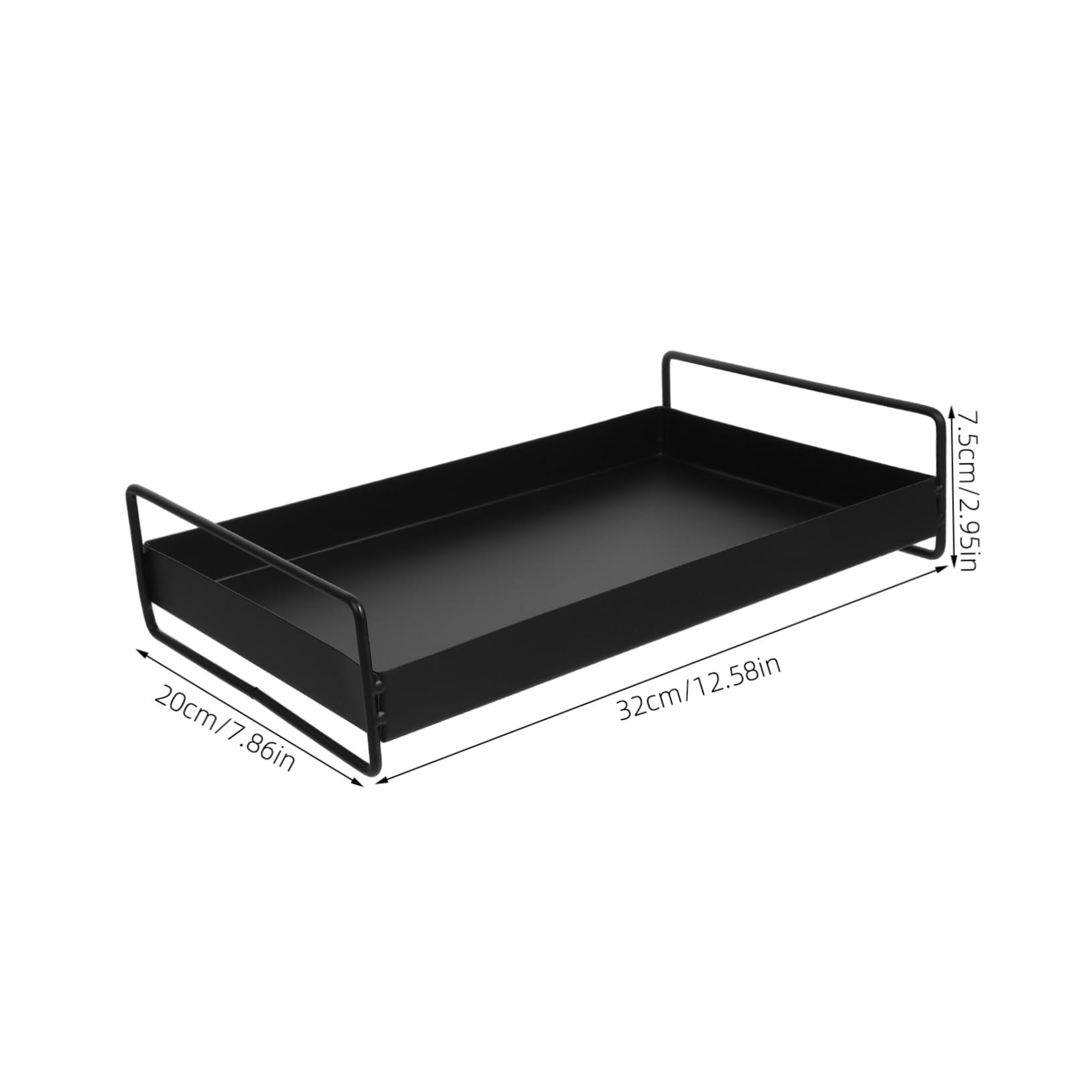 Bandeja de Metal Rectangular Negra con Asas, Hierro, 1 Pieza