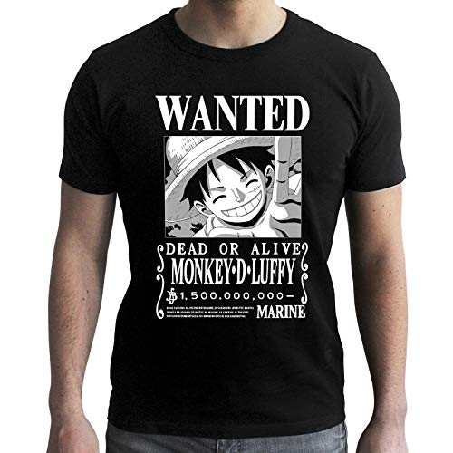 ABYstyle - One Piece - T-Shirt - Wanted Luffy - Noir et Blanc - Homme (L)