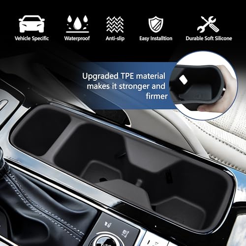 Image of Cup Holder Inserts for 2020-2025 Kia Telluride Accessories, Non-Slip TPE Center Console Cup Holder Protector Organizer for Telluride Interior Accessories