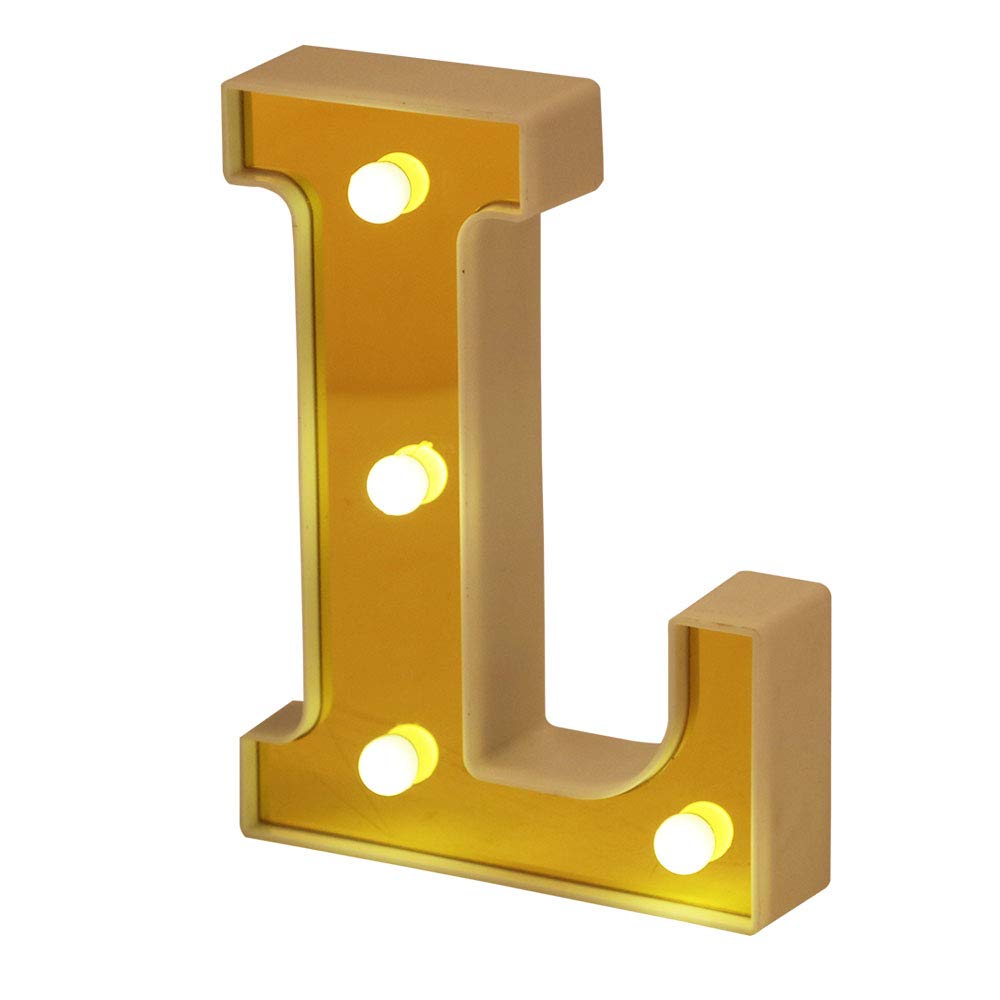 ROUDK LED Marquee Letter Lights 26 Alphabet Light Up Letters with Battery Power Golden Sign LED Wall for Home Bar Festival Christmas Lamp Night Light Birthday Party Wedding Decorative