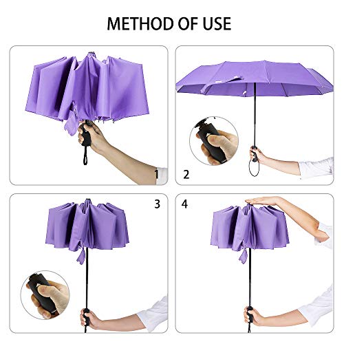 ZOMAKE Travel Umbrella Compact - 10 Ribs Portable Collapsible Umbrellas for Rain Windproof - Paraguas Automatic Small… - Image 7