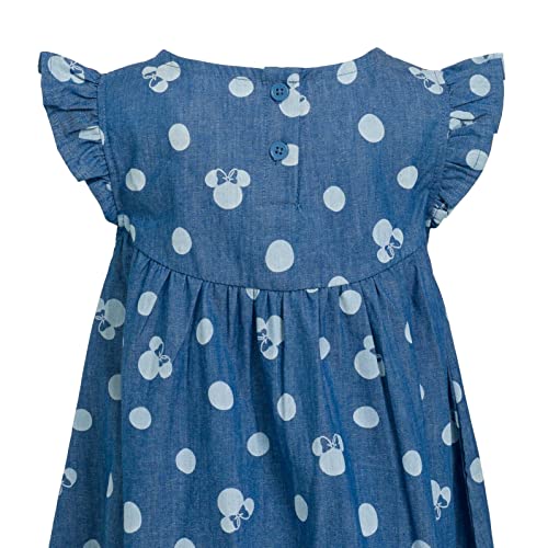 Disney Minnie Mouse Girls Chambray Denim Skater Dress Toddler to Big Kid3