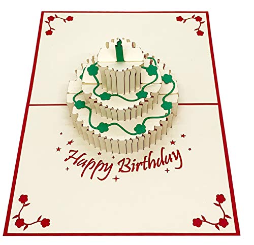 Tarjeta de felicitación de cumpleaños, con diseño de tarta de cumpleaños en 3D, hecha a mano, de Be Smart® Cover