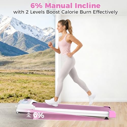 Image of Walking Pad Treadmill for Home Office, Under Desk Treadmill with 2.5HP Quiet Motor, 6% Manual Incline, Remote Control, LED Display, 300 lbs Capacity