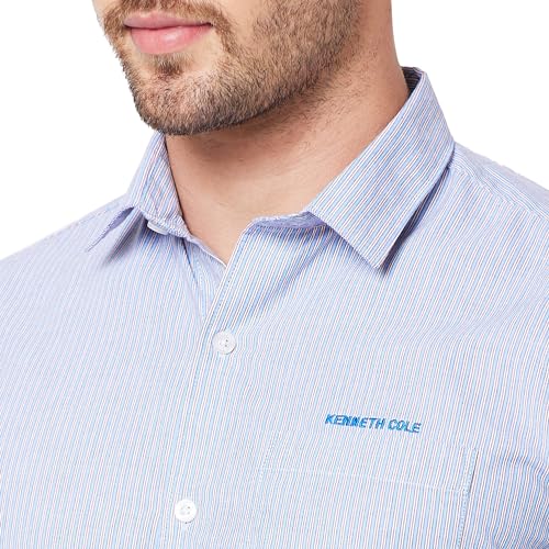 Image of KENNETH COLE New York Mens Slim Fit Cotton Spread Collar Long Sleeve Patch Pocket at Chest Casual Shirt