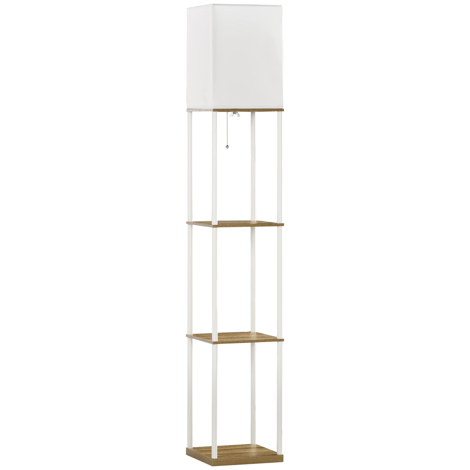 HOMCOM Stehlampe mit Regal - Stehleuchte mit E27 Fassung, 26L x 26B x 159H cm