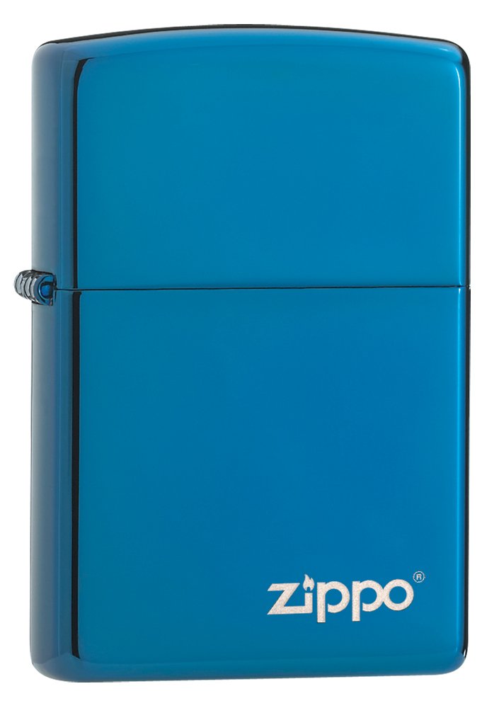 Zippo Zapalniczka Sztormowa, Niebieska o Połysku, Logo, Grawer Laserowy, Model Podstawowy, do Napełniania, Wielokrotnego Użytku, Odporna na Wiatr, Pudełko Prezentowe, Wyprod. w USA