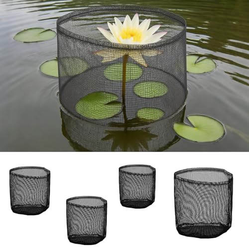 BAODBF 4 Stück Schwimmender Pflanztopf,Schwimmkorb für Teichpflanzen,18×18cm Teichpflanzenkörbe,Mesh-Design Teichpflanzkörbe,Pflanzkorb Teich für Teichbepflanzung Innenbereich Garten Und Balkon(Rund)