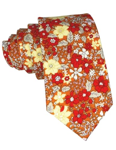 Image of Kebocis Mens Skinny Cotton Floral Tie for Men