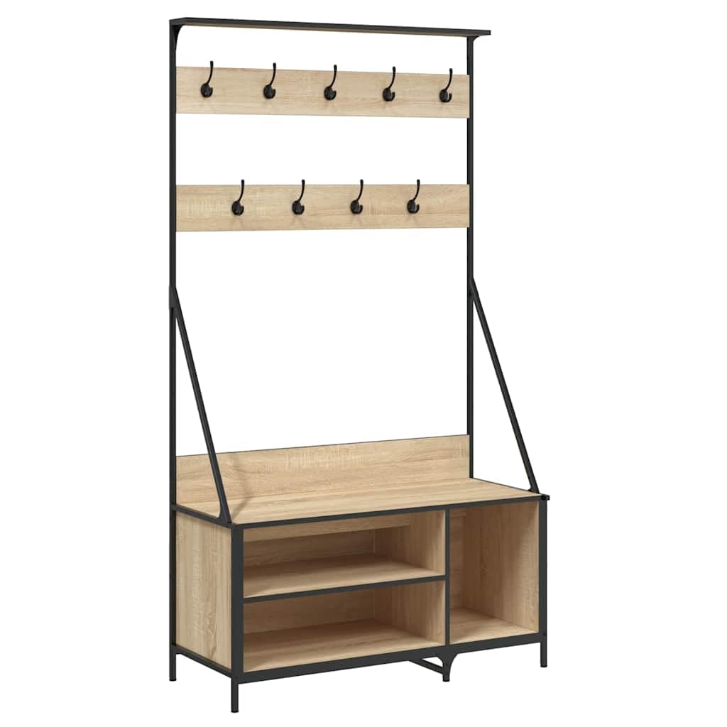 Appendiabiti con scarpiera, rovere Sonoma, 100 x 41 x 184 cm