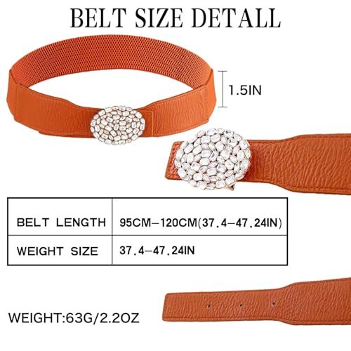 Brown Elastic Waist Belts for Women Plus Size Vintage Belt Rhinestone Belts for Dresses3