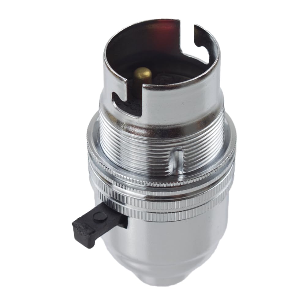 Lamp Holder | BC | B22 | Bayonet Cap Lamp Holder Switched Made in The UK (Chrome)