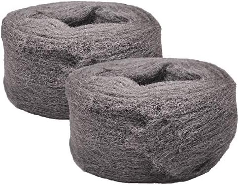 Steel Wire Wool 2 Rolls Wire Wool Pads, 0000 Grade Steel Wool Mice Ultra Fine Rodent Control Stops Gap Blocker for Cleaning, Polishing, Home and Kitchen