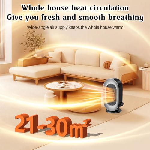 Calefactor Eléctrico Bajo Consumo 600W con termostato,3 Modos Portátil Radiador Calentador Cerámico Silencioso,Protección contra el sobrecalentamiento Para 20m2, baño Oficina Hogar Dormitori Ferroso - imagen 2