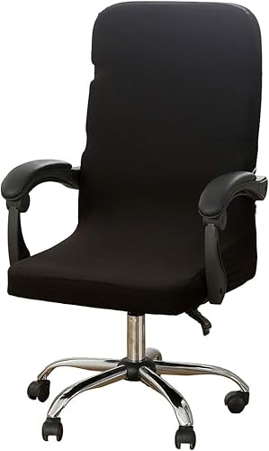 Fundas elásticas para sillas de oficina, extraíbles y lavables, antipolvo, de elastano, para silla giratoria universal, tamaño grande (negro)