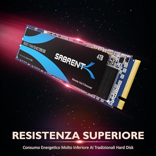 SSD 4TB, SSD interno, Rocket SSD NVMe PCIe M.2 2280, Disco a stato solido ad alte prestazioni, Lettura fino a 3400 (MB/s), (SB-ROCKET-4TB) - Hdd - Immagine 4