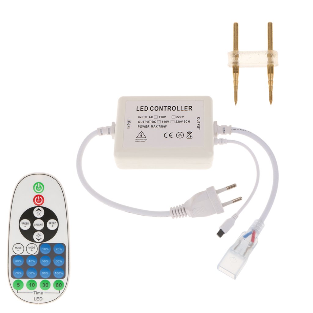 Gazechimp Regulador LED de 23 Teclas para Mando a Distancia para Luz de Tira 220V Enchufe EU