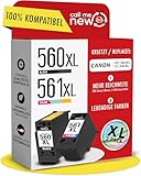 callmenew Cartuchos de tinta 560XL y 561XL – Compatible con Canon 560 561 XL (PG-560XL negro y CL-561XL color) – XL Alcance, chip inteligente, repuesto para PIXMA TS5350i TS7450i TS5300 – Pack de 2