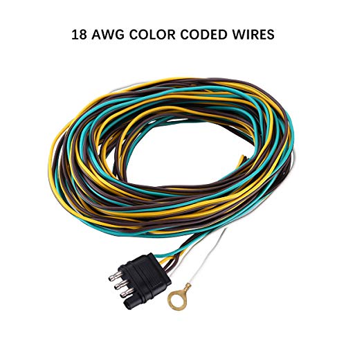image for Miady 25ft Trailer Wiring Harness with 4 Flat Connector, 18 AWG Color 