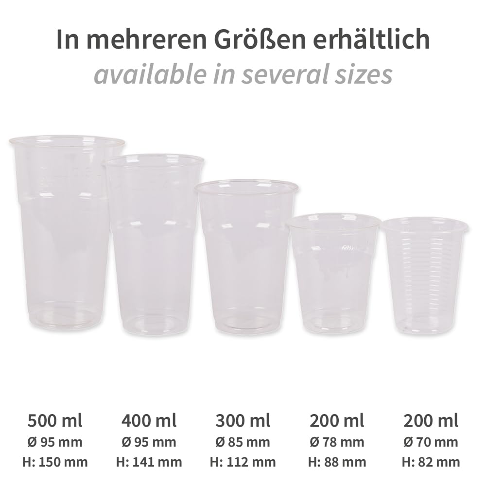 FRANZ MENSCH 1250 Stück Kaltgetränkebecher | PLA, transparent, H: 9,5 cm, Ø: 7,2 cm, V: 200 ml, Plastikbecher, Wasserbecher, Kaltgetränkebecher