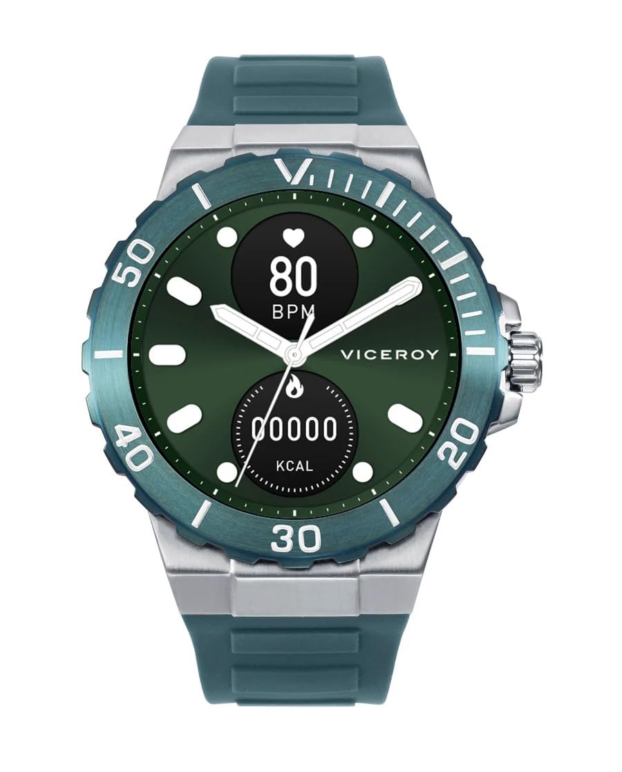 Viceroy Reloj Smart Pro para Hombre con Caja de Acero IP Verde y Correa de Silicona, Estilo Deportivo, Ref. 41163-​60