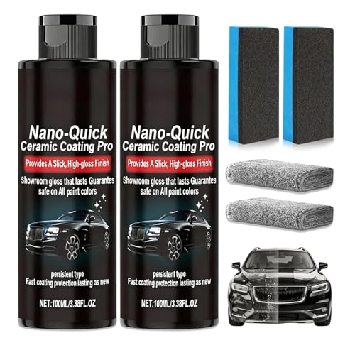 2PCS Nano-Quick Ceramic Coating Pro Revolutionary Nano Spray for Car Detailing Car Nano Quick Coat Restoring for Dust-Proof Glass Effect and Lasting Luster 3.38fl.oz