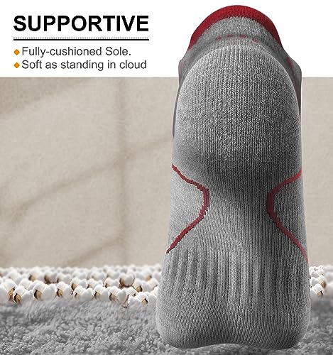 Image of BULLIANT Men Running Ankle Socks 6Pack-Cushioned Support-Low Cut No Show | Fully Terry Sole | Arch Support | Seamless Toe Closure | Moisture-Wicking Breathable Mesh | Reinforced Heel&Toe