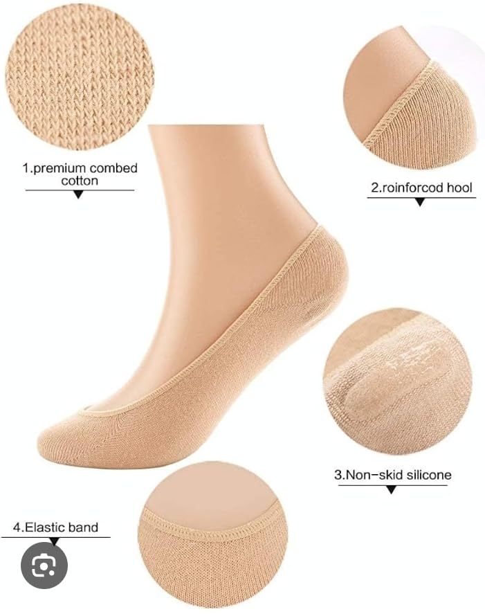 T TRENDY MART Women's No Show Socks, 3 Pairs Low Cut Invisible Socks with Non-Slip Heel Grips, Breathable and Cool 3