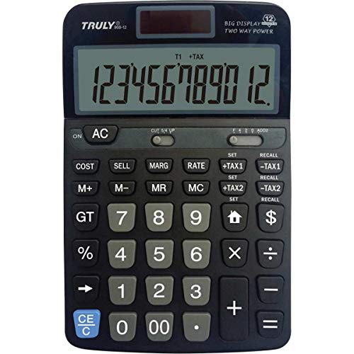 Procalc TRULY - Calculatrice de Bureau, Solaire + Pile, 12 Chiffres