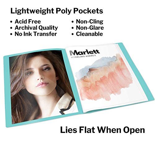 Dunwell Portfolio Folder For Documents (1 Pack, Aqua) - 8.5 X 11 Document Organizer, 24 Pages Letter Size Professional Binder, Presentation Binder With Plastic Sleeves, Portfolio Folder For Artwork #TOP4