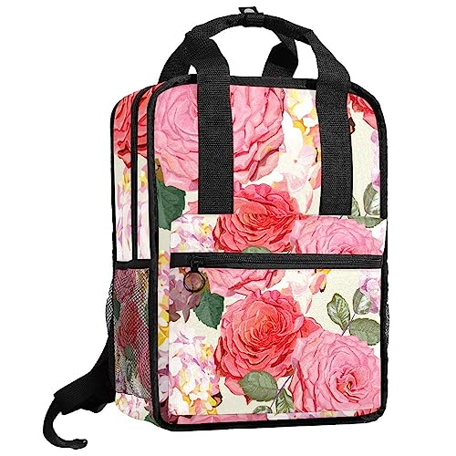 Sac à dos rose aquarelle avec bretelles réglables pour soulager le dos des filles