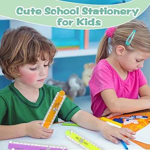 4Pcs 30cm Folding Ruler, Foldable Plastic Geometric Straight Rulers School Stationary Ruler Office Tools for Kids Students Birthday Present Gift-Blue Yellow Orange Purple 