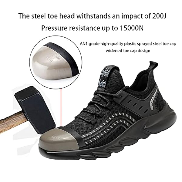 Veiligheidsschoenen Heren Werkschoenen,Veiligheidsschoenen Met Stalen Cap Beschermt De Voeten Tegen Vallende Of Rollende Voorwerpen,black▁45