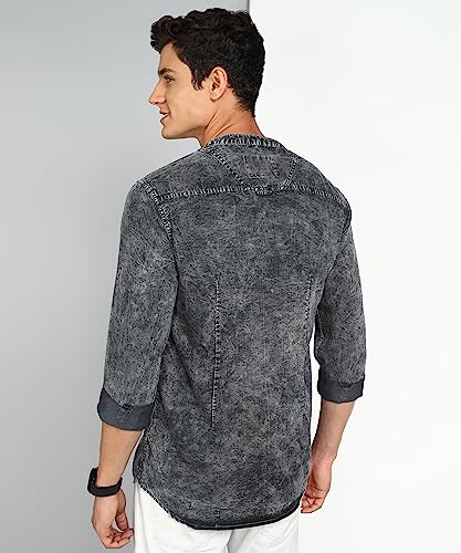 Image of Kuons Avenue Men's Denim Casual Short Kurta | Mandarin Collar | Full Sleeves | Tailored Fit- Stylish Ethnic Wear