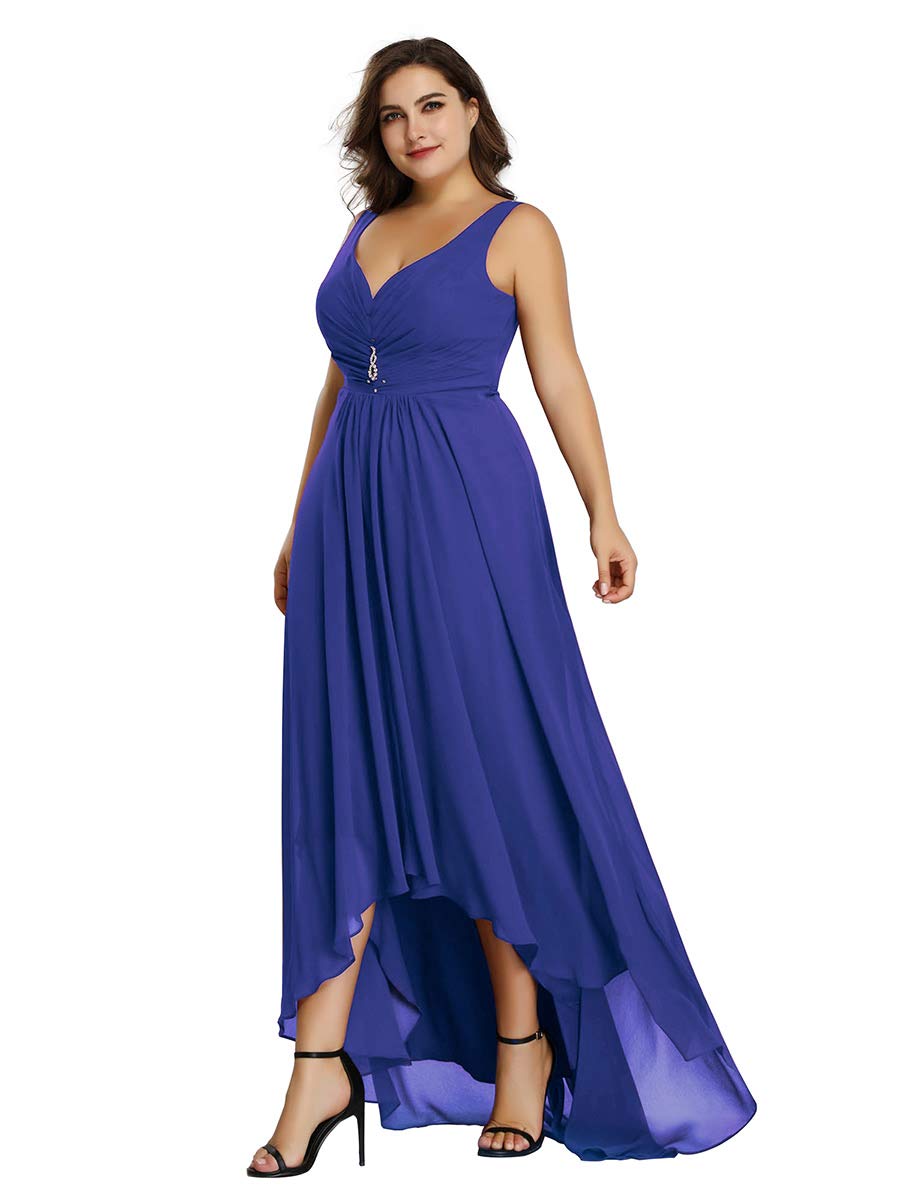 Women's V-Neck High-Low A Line Chiffon Plus Size Evening Dress 09983PL