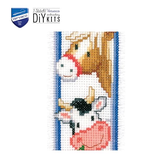 Image of Vervaco Counted Cross Stitch Bookmark Kit 2.4 inchX8 inch 2 /Pkg-Animals (14 Count) -V0012539
