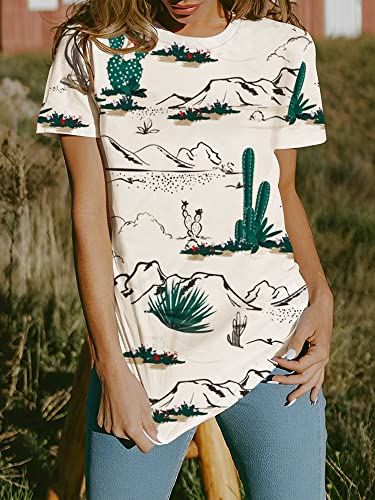 Graphic Shirts for Women Cactus Desert Graphic Tees Short Sleeve Tops4