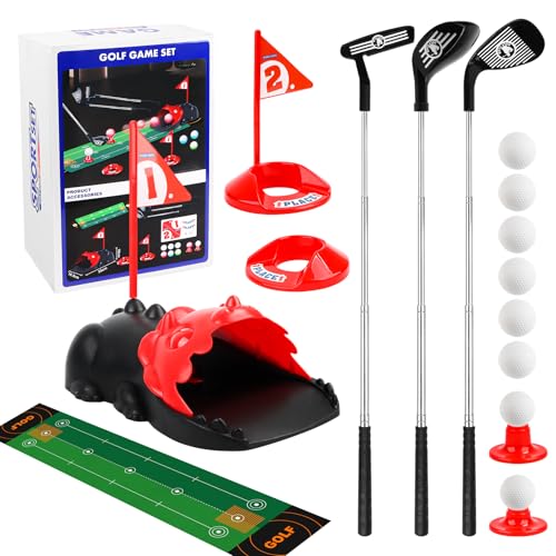 Yooyan Minigolf Set Spielzeug Für Kinder, Golf Spielzeug Set, mit 3 Skalierbarer Golfschläger, 8 Bällen und Putting Matte, Indoor und Outdoor Sportspielzeug, Mini Golf Spielset Kinderspiele Geschenk Yooyan Minigolf Set Spielzeug Für Kinder, Golf Spielzeug Set, mit 3 Skalierbarer Golfschläger, 8 Bällen und Putting Matte, Indoor und Outdoor Sportspielzeug, Mini Golf Spielset Kinderspiele Geschenk