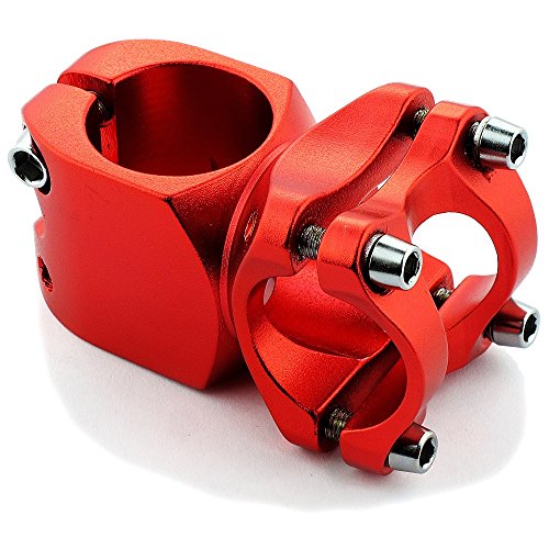 Potence de vélo courte 28,6 mm en finition rouge anodisé pour cintre de 25,4 mm