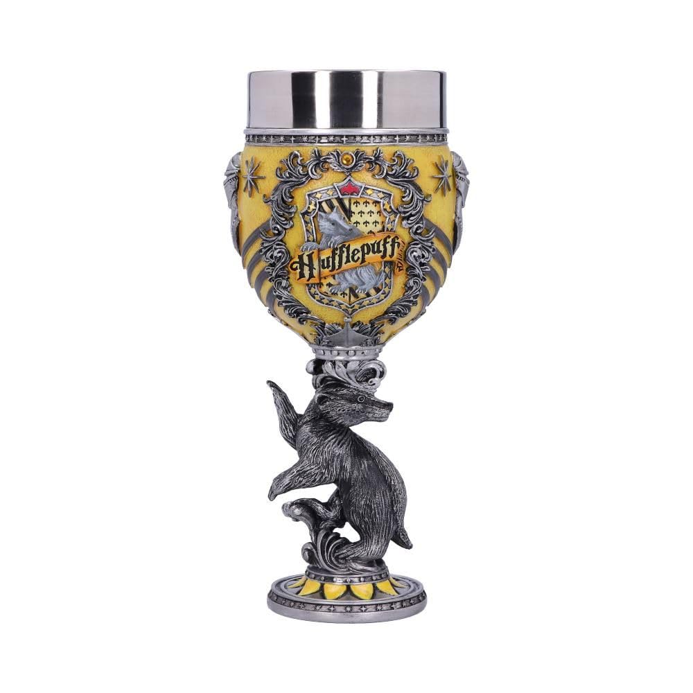 Nemesis Now Harry Potter Hufflepuff Hogwarts House Collectible Goblet, Yellow Silver, 19.5cm