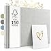 Zenacolor Fotoalbum zum Selbstgestalten - Fotobuch 30x22cm in Hellgrau - 50 weiße Seiten & Platz für 150 Fotos - Scrapbook echtes Leinen