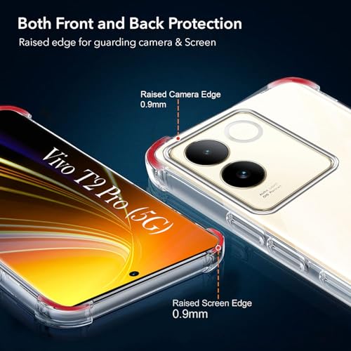 Image of Jkobi Shockproof Crystal-Clear Back Cover for Vivo T2 Pro (Anti Yellow Case | Drop & Camera Protection | Hard Polycarbonate)
