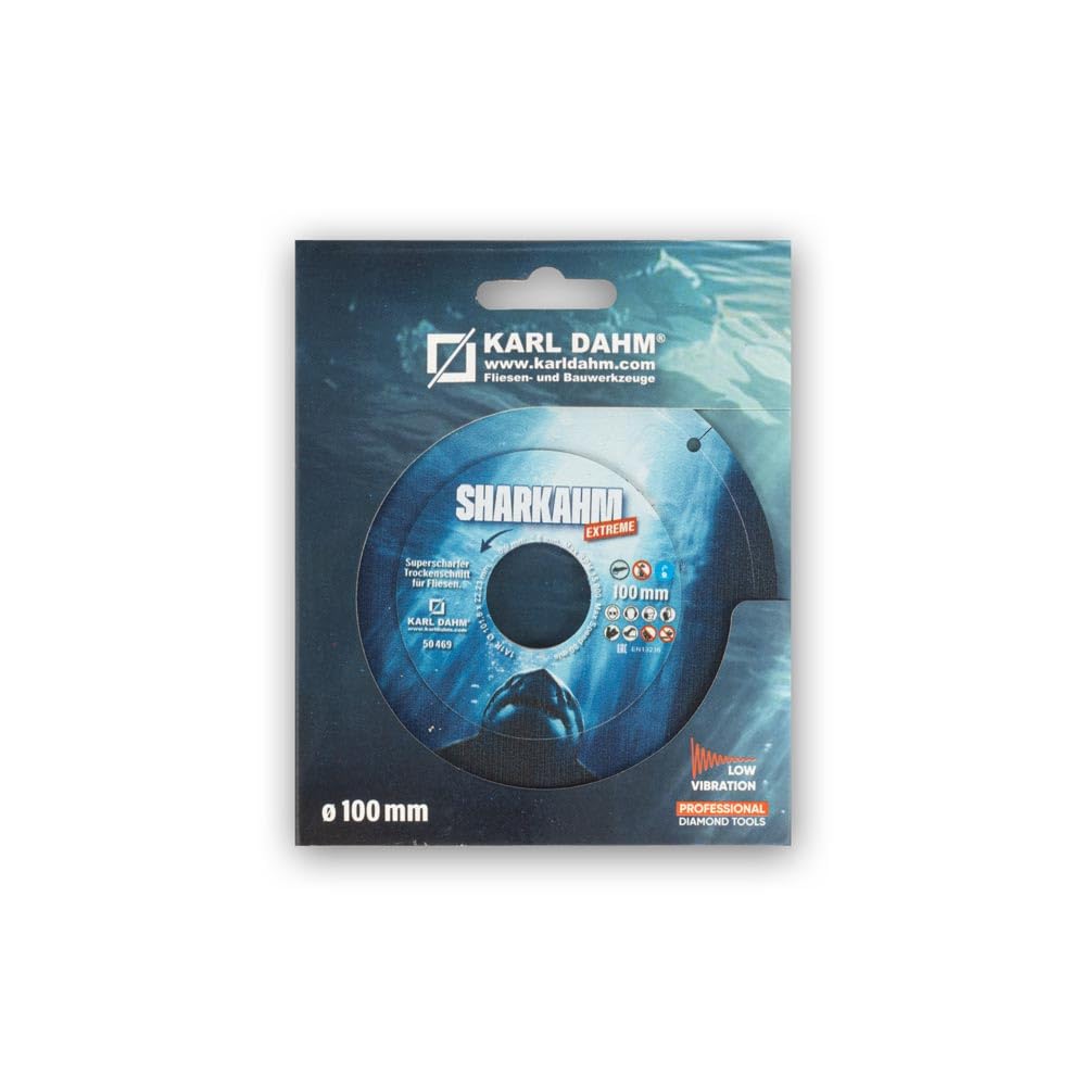 Karl Dahm Diamanttrennscheibe Sharkahm EXTREME Ø 100 mm – Ultradünne 0,9 mm Schnittbreite – Für Keramik & Feinsteinzeug – Präzise & ausplatzungsfrei – Trocken – 22,2 mm
