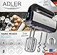 ADLER EUROPE AD4225 Handmixer, 800W – 5 Geschwindigkeiten, Turbo-Funktion, Edelstahl Schneebesen & Knethaken Handrührgerät, LED-Anzeige, Vermischen, Teig kneten & Mousse schlagen, Robustes Design