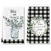 Eucalyptus Leaves Kitchen Dish Towel, 2 Pack Bless Our Home Sweet Home Quotes Buffalo Plaid Absorbent Kitchen Towel, Absorbent Drying Tea Towels for Cooking Baking, 18 x 28 (Eucalyptus Leaves)