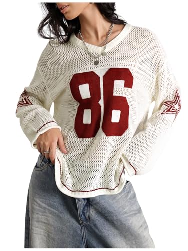 Image of Verdusa Women's Y2k Crochet Tops Jersey Shirts Graphic Going Out Summer Outfits Oversized Streetwear