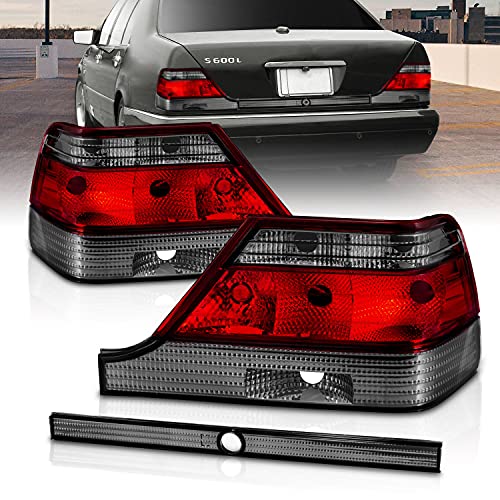 AmeriLite Replacement Tail Lights Red/Smoke Lens for Mercedes Benz S-Class W140 - Passenger and Driver Side